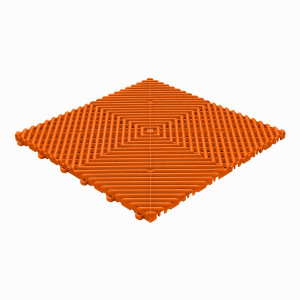Garagenboden Klickfliese mit offene abgerundete  Rippen orange