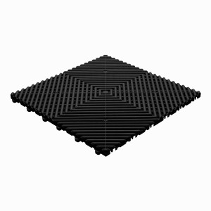 Vorzeltteppich Klickfliese mit offene Rippen Rund 18 mm schwarz