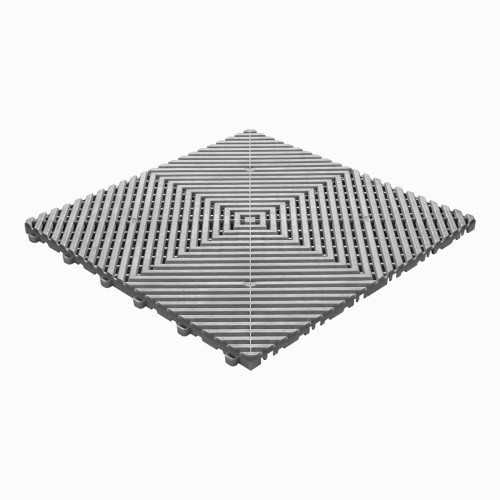 Garagenboden Klickfliese mit offene flache Rippen grau-alu
